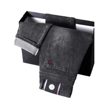 Imagem de Calças Jeans Masculinas Slim Fit Com Stretch E Corte Reto Estilo Europ