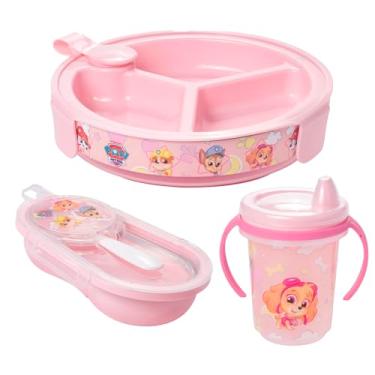 Imagem de Patrulha Canina Baby Kit Refeição 3 em 1, Prato Térmico com Ventosa, Copo de Treinamento com Alças, Porta Papinha 230ml, Rosa, Livre de BPA