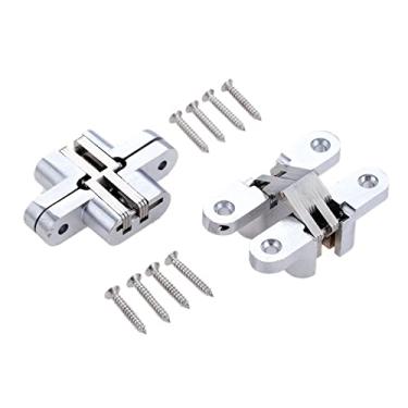 Imagem de Dobradiças de porta ocultas Dobradiças ocultas 2 peças de aço inoxidável 304 Dobradiça de porta dobrável invisível para móveis de cozinha com parafusos (Cor: 16 x 70 mm, Tamanho: JK)