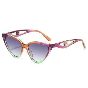 Imagem de HCPIHF Óculos de sol femininos com armação grande e decoração de pérolas UV400 (marrom e verde)