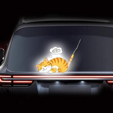 Imagem de Vesvory Adesivo de limpador de cachorro gato, cachorro engraçado acenando cauda 3D decalque limpador de janela traseira de carro adesivos de corpo de carro para lâmina de limpador de veículo traseiro