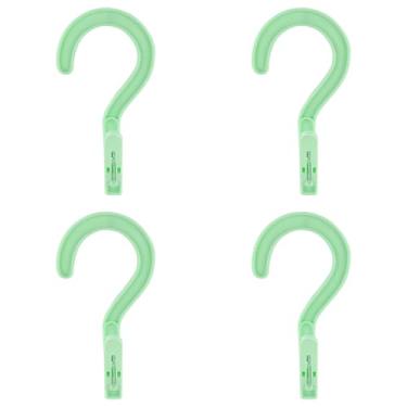 Imagem de Andiker 4 ganchos de lavanderia com clipes, ganchos de plástico super forte de 13 cm, cabides portáteis de viagem com clipes para pendurar meias, toalhas, botas e roupas secas molhadas (verde)