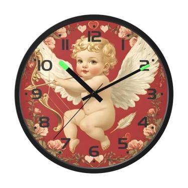 Imagem de SEHANY Lindo relógio de parede anjo silencioso sem tique-taque relógio redondo operado por bateria 30 cm controle de som luz noturna relógios de parede para sala de estar, cozinha, quarto, escritório