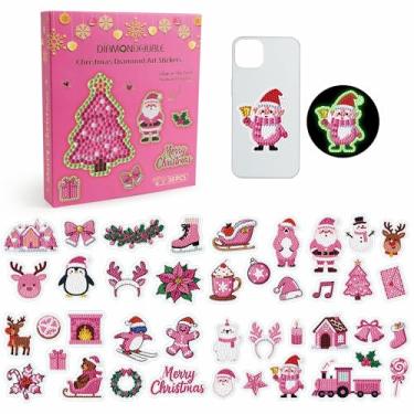 Imagem de Kit de adesivos de arte de diamante de Natal para crianças e adultos – 8 folhas de PVC transparente DIY adesivos de pintura de diamante com ferramentas – conjunto de artesanato de férias, pedras