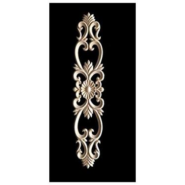 Imagem de Madeira guarnição de moldagem decorativo para mobília em casa, madeira maciça apliqueira inlay seminted mobiliário porta decalques de porta, escultura de madeira adesivos decalque casa(1PCS,60*15CM)