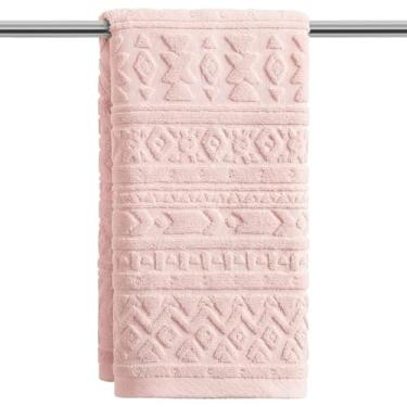 Imagem de Artoid Mode 1 peça rosa 3D design geométrico jacquard toalhas de mão para banheiro, 100% algodão macio absorvente toalha de decoração de banheiro, 14,7 x 29,5 polegadas