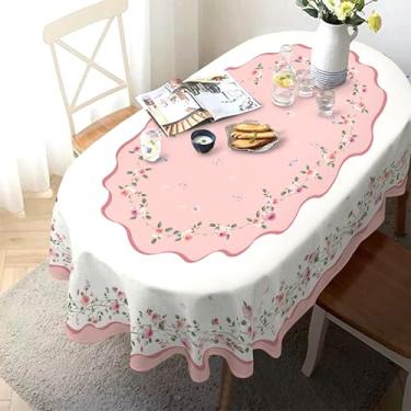 Imagem de Virtumob Toalha de mesa para decoração de dia dos namorados, capa de mesa de borboleta rosa rosa rosa, capa de mesa impermeável para jantar, cozinha, festa, decoração de férias, 152 x 259 cm, oval