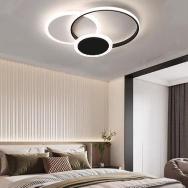 Imagem de Luminária de teto LED, luminária de teto moderna com regulagem infinita de intensidade e controle remoto, 3000k-6000k, branca/preta, 25W/32W, para quarto, corredor e sala de jantar (branca,