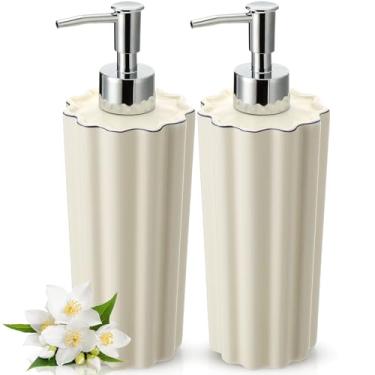 Imagem de Gandeer Dispensador de sabão de cerâmica de 385 g para banheiro, dispensador de bomba de sabão de cerâmica, loção recarregável, para banheiro, cozinha, bancada