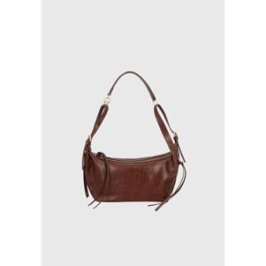 Imagem de Bolsa Média Couro Alça Ajustável Café Luiza Barcelos-Feminino