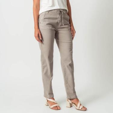 Imagem de Calça Jogger Reta Jeans Color Confort Bolso Faca Caqui Cerâmica - Bloo