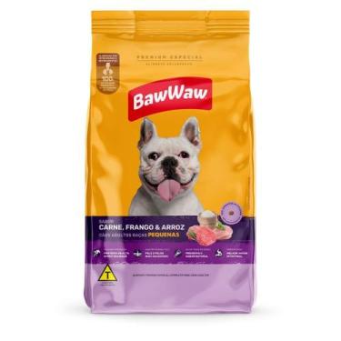 Imagem de Ração Baw Waw Cão Raças Pequenas Adulto Carne Arroz e Frango 5KG