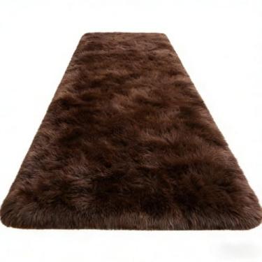 Imagem de Tapete Passadeira 1.00m x 0.60m Antiderrapante - Felpudo Peludo, Ideal para Corredores, Quartos e Salas, Adiciona Conforto e Decoração Residencial (Chocolate)