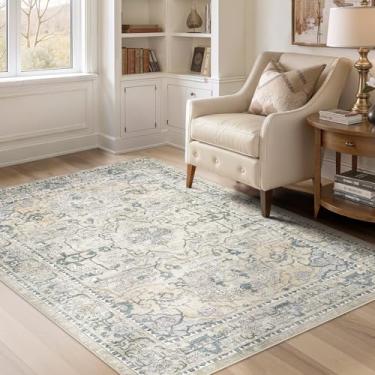 Imagem de cotiled Tapetes grandes laváveis de 10 x 15 cm para sala de estar, macio, antiderrapante, resistente a manchas, para quarto, sala de jantar, tapetes vintage para decoração de casa, 10 x 15 cm, verde