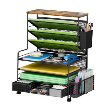 Imagem de Ekisemio Organizador de papel de malha de metal, acessórios de mesa, suporte de arquivo, organização de armazenamento