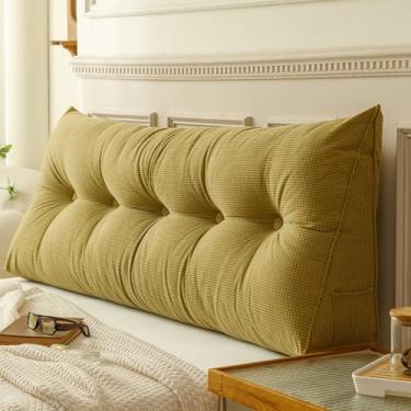 Imagem de BAHULA Almofada triangular de cabeceira de cunha, grande almofada de leitura para descanso de cama almofada de apoio de posicionamento do encosto com capa removível, amarelo a, 80 x 50 x 20 cm