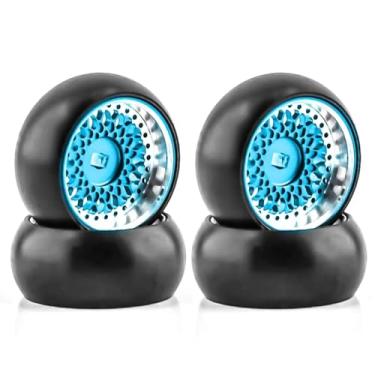 Imagem de MYHWDRNU Peças de carro RC compatíveis com Wltoys 284131 K969 K989 para Kyosho para Mini-Z 1/28 RC Carro Upgrades Peças Plástico Drift Pneus Pneus Metal Roda Jante (Azul)