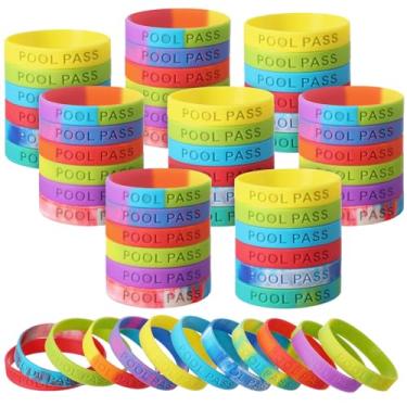 Imagem de Cunno 120 pulseiras de silicone para passagem de piscina, pulseiras à prova d'água gravadas a laser para piscina, parques aquáticos, resorts, hotéis, eventos