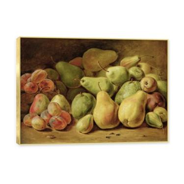 Imagem de Moldura dourada. Arte vintage emoldurada de frutas mortas, pintura clássica de cozinha country, decoração de parede de casa de fazenda quente para sala de jantar e cozinha. B48. 50 x 70 cm - 19,6 x
