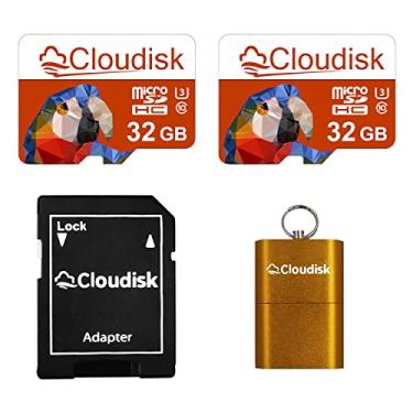 Imagem de Cloudisk Pacote com 2 cartões micro SD Parrot-Prime de 32 GB cartão de memória flash microSDHC com adaptador SD e leitor de cartão, C10, A2, U3, UHS-I (32 GB)