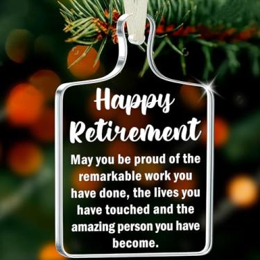 Imagem de Enfeite de vidro de Natal para aposentadoria – Decoração de árvore de Natal feliz aposentadoria, presente de despedida para colegas de trabalho, chefe, funcionários, mãe, pai, professor, mentor