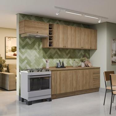 Imagem de Armário De Cozinha Completa 100% Mdf 300cm Nogueira Celeste Kappesberg