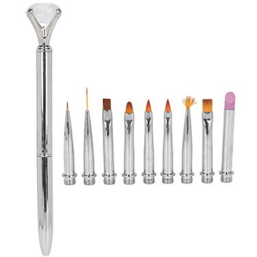 Imagem de SIWOTED Conjunto de pincéis para arte em unhas Substituição de caneta de pintura DIY Pontilhando Design Liner Ferramenta de manicure (Prata)