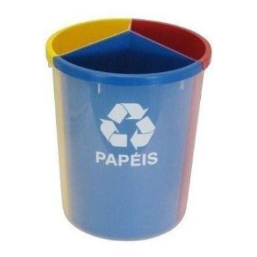 Imagem de Lixeira Mix Com 3 Divisões Para Coleta Seletiva Mix3 (AZUL, AMARELO, V