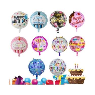 Imagem de Balões De Aniversário Feliz Aniversário De 18 Polegadas, Pacote Com 10