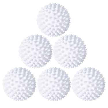 Imagem de Conjunto de 6 bolas de secadora reutilizáveis, para evitar emaranhamento, bolas de lavanderia para lavadora de lavanderia - branco