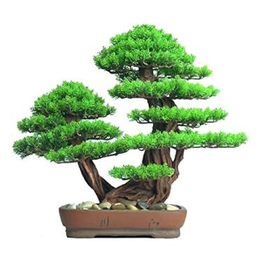 Imagem de Plantas falsas bonsai artificial cipreste simulação de pinheiro bem-vindo bonsai sala de estar sala de chá decoração de mesa de entrada de pinheiro falso decoração