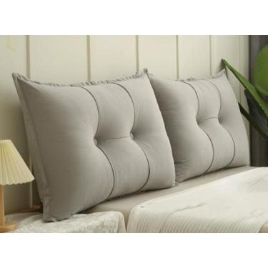 Imagem de Almofada de Leitura Cabeceira em Chenille, Encosto Triangular Grande para Cama Box e Sofá, Travesseiro de Costas com Capa Lavável para Leitura e TV(Cinza claro,60x60cm 2pcs)