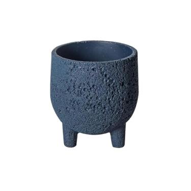 Imagem de KHUTRW3D Vaso de flores de três pernas com orifício de drenagem, vaso de mesa de cimento com textura de rocha vulcânica, para peitoril da janela, quarto, sala de estar, jardim, ambientes internos e