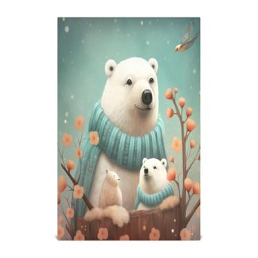 Imagem de Wassud Toalhas de cozinha urso polar fofo toalhas de prato de cozinha 1 pacote panos de prato macios com laço para pendurar toalha de mão super absorvente de secagem rápida toalhas de chá de mesa