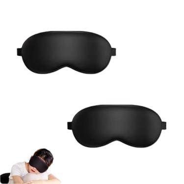 Imagem de PLAYTHROUGH Máscara de dormir de seda de amoreira, 2 peças, máscara para dormir com alça ajustável para homens e mulheres, leve (preto)