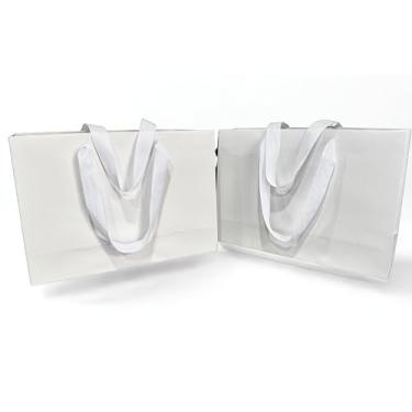 Imagem de Sacola de Papel 32x23x10cm, Branca com Alça Gorgorão, kit com 10 unidades (ALÇA BRANCA)