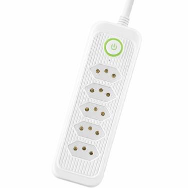Imagem de Extensão Elétrica 5 Tomadas com Interruptor Liga/Desliga – Cabo 3 Metros, Prática e Segura para Casa e Escritório (Branco)