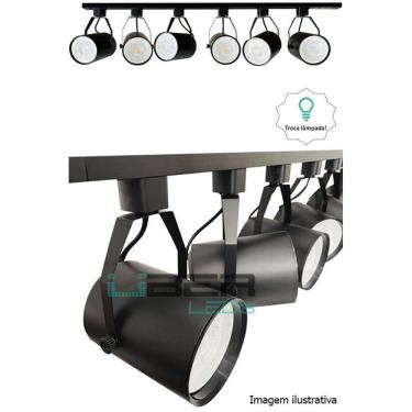 Imagem de Kit Trilho Eletrificado 1M Preto 4 Spot Par30 Led Amarela