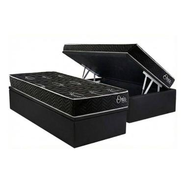 Imagem de Cama Box Baú Solteiro + Colchão Ortopédico Kappesberg D28 Anatômico Onix + Base CRC Corano Black