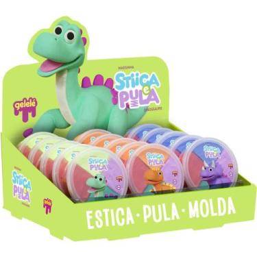 Imagem de Massa para Modelar Criativa Stica e Pula Dino 4 Cores - Display com 15