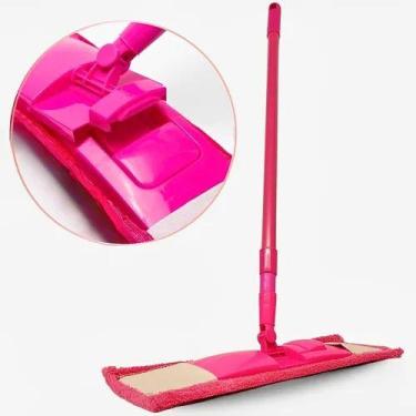 Imagem de Vassoura Mop Flat Microfibra Cabo Retrátil Limpeza Prática Piso Casa E
