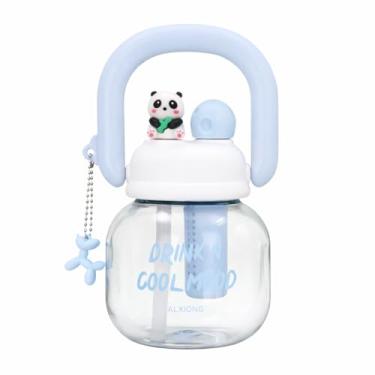 Imagem de Garrafa Infantil de 800 ml com Canudo e Alça Divertida (Azul)