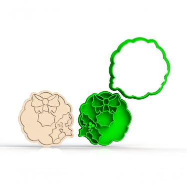 Imagem de Cortador Natal Guirlanda P Biscoito (2 Peças) Corta E Marca Tamanho 5 Cm