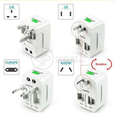 Imagem de Adaptador Tomada Universal Padrão 150 Países Uk Europa Eua Asia Viagem Bivolt 110/220 Bivolt Aio