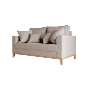Imagem de Sofá Namoradeira Beny Base Em Madeira Maciça Linho Bege