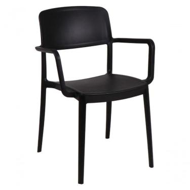 Imagem de Cadeira Tramontina Marta Em Polipropileno Preta Com Braços