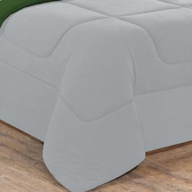 Imagem de Kit Edredom + Jogo De Lençol Malha 100% Algodão Gran Moratta 6 Peças King - Cinza/Verde Bandeira