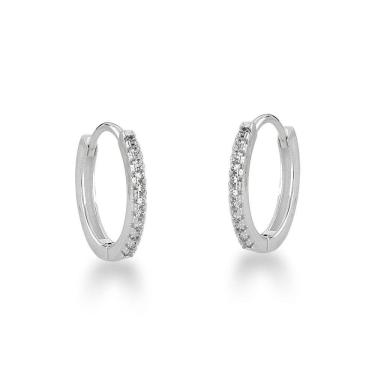 Imagem de Brinco Argola Click Cravejada Na Frente Prata 925 - 1,7mm