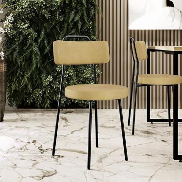 Imagem de Kit 04 Cadeiras Decorativas Estofada Sala De Jantar Barcelona L02 Couríssimo Casco Fendi - Lyam Decor