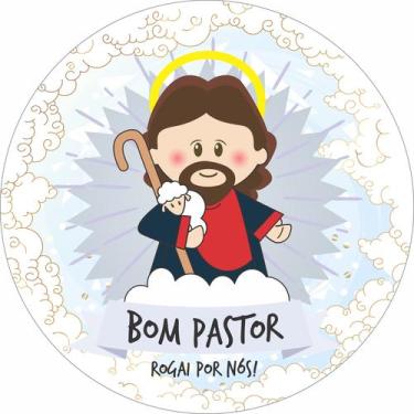 Imagem de Painel de Lona Redondo Santinhos Católicos Bom Pastor - Fabrika De Fes